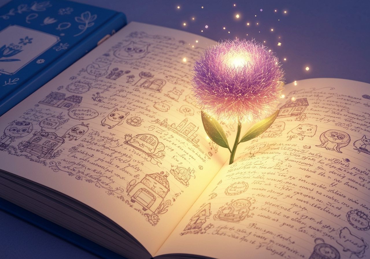Whimsical Diary Page with Glowing Flower
