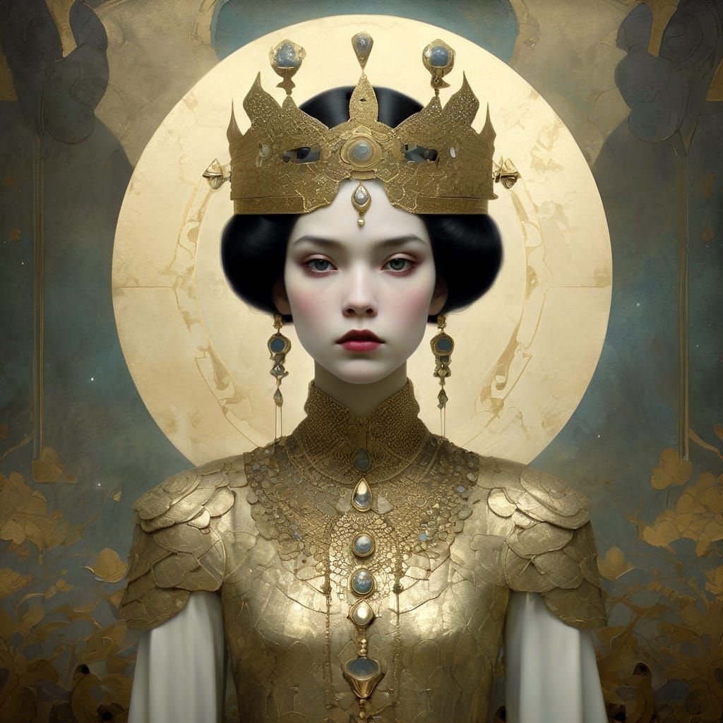 Opulent Nilotic Princess Portrait in Futurism Style