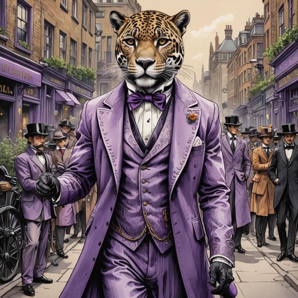 Victorian Jaguar Gentleman in London Street Scene