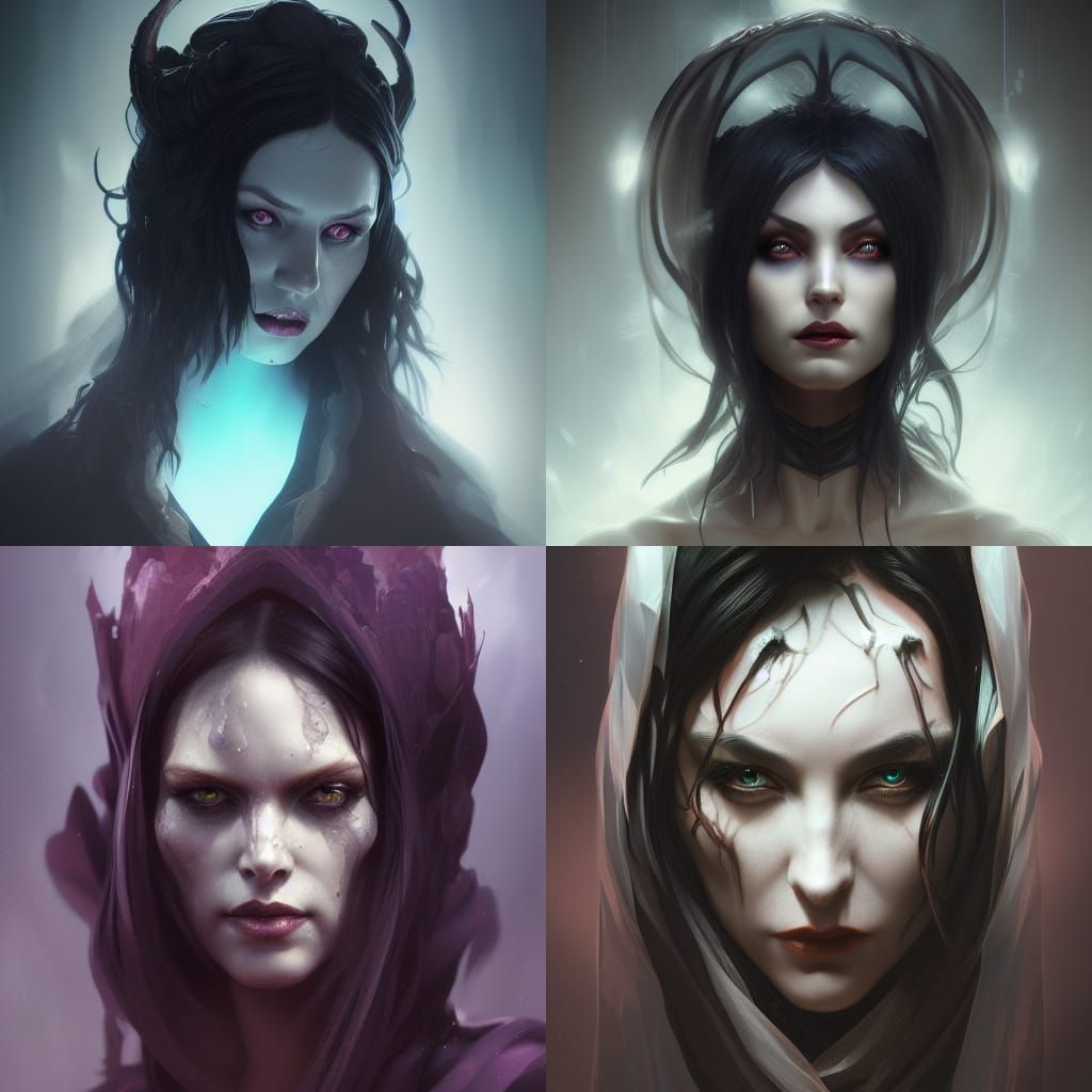 Ethereal Dark Witch Portrait in Digital Art Style