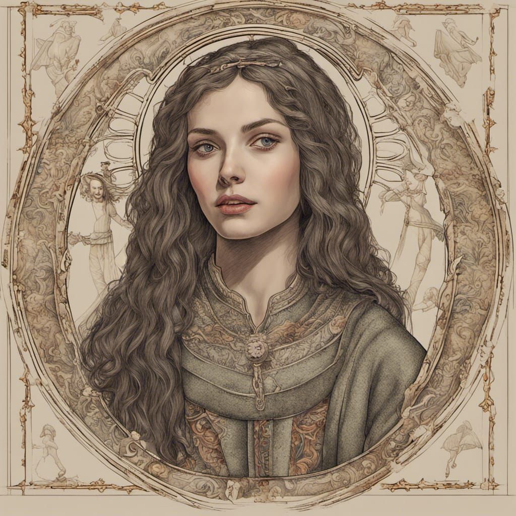 Saint Apollonia Portrait in Detailed Matte Painting Style