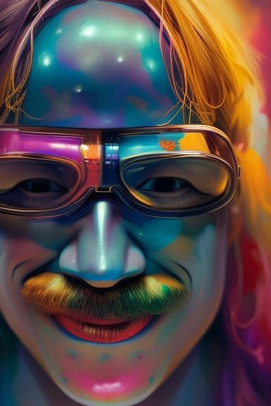 Cosmic Batman Galaxy Portrait in Psychedelic Art Style