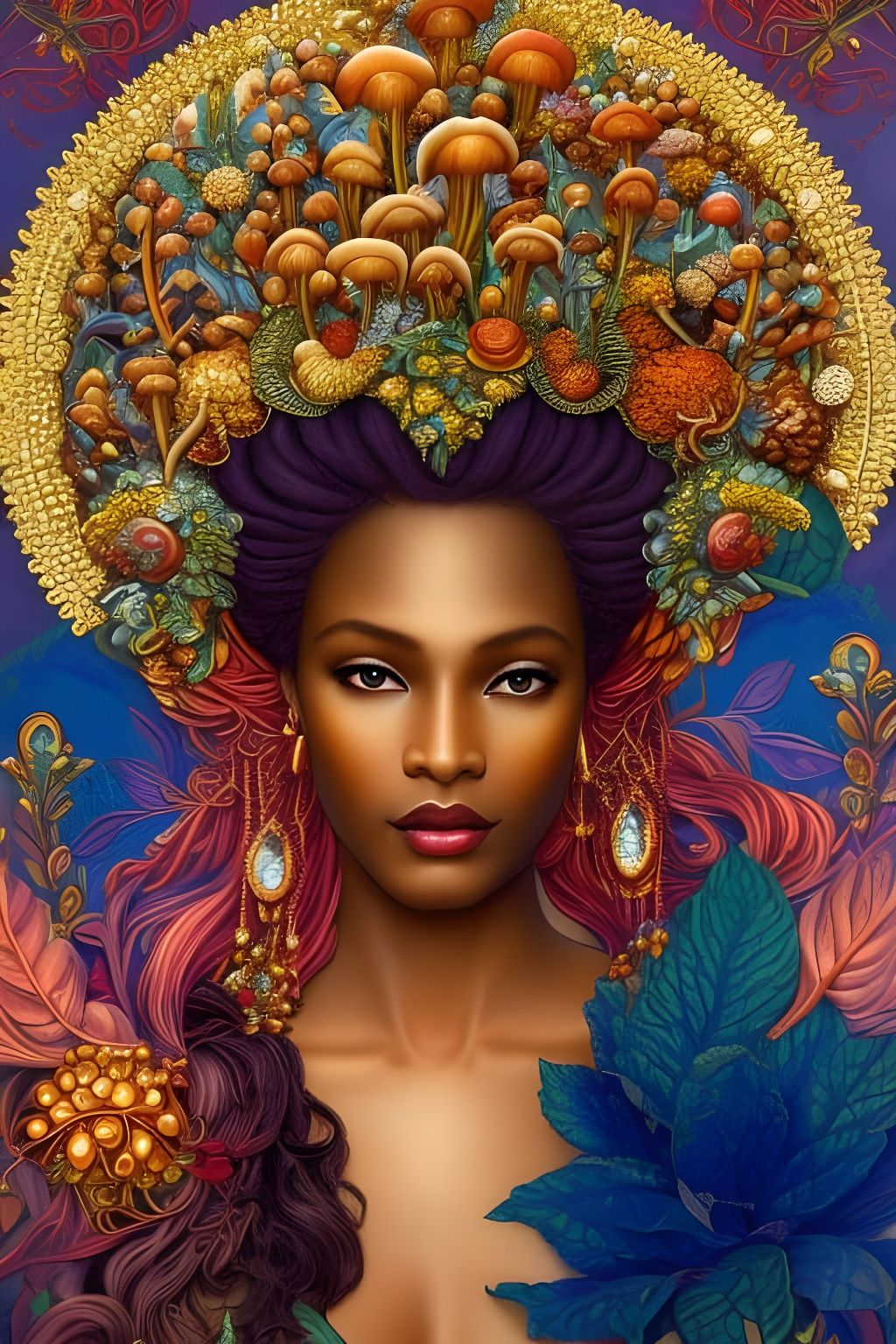 Ornate Mushroom Goddess in Fairycore Style