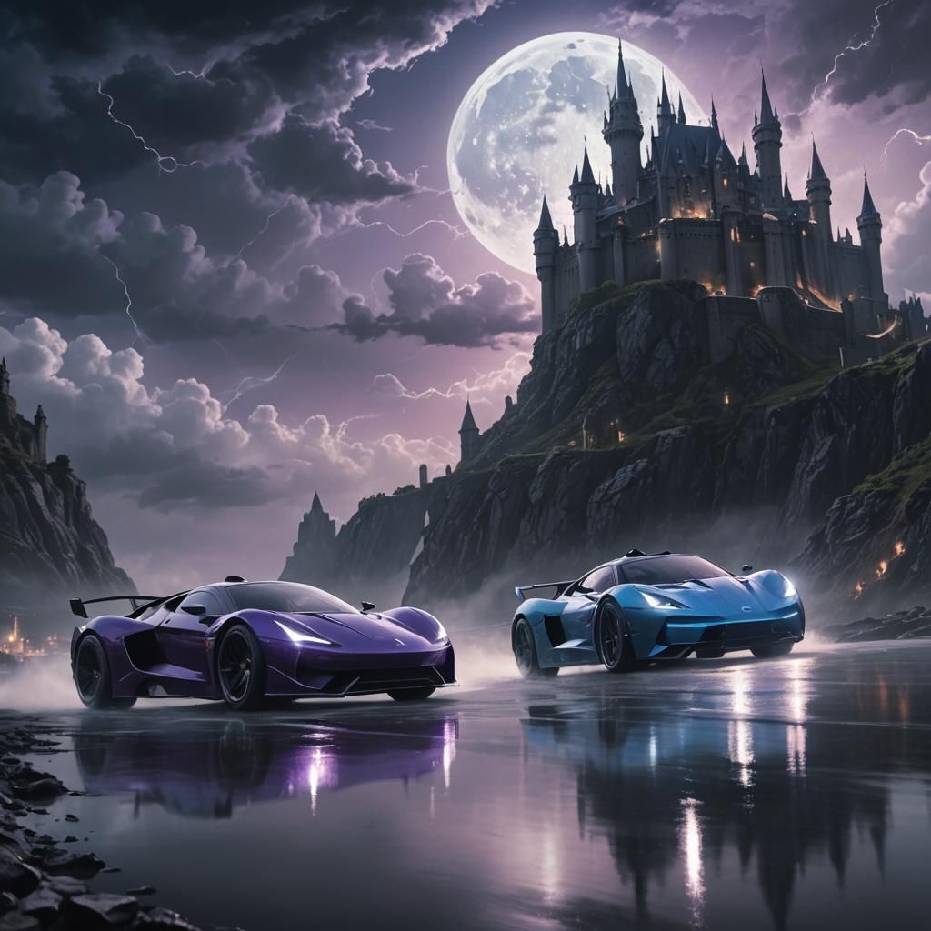Gothic Sci-Fi Supercar on Fortress Moon