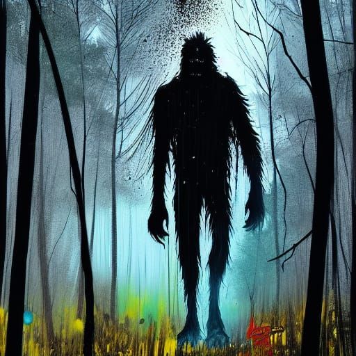 Creepy Sasquatch Silhouette in Ito-inspired Speedpaint