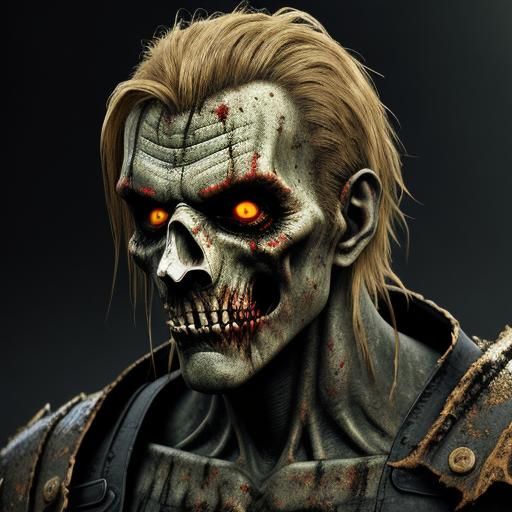 Zombie Warrior's Close-Up Fight Against Aliens