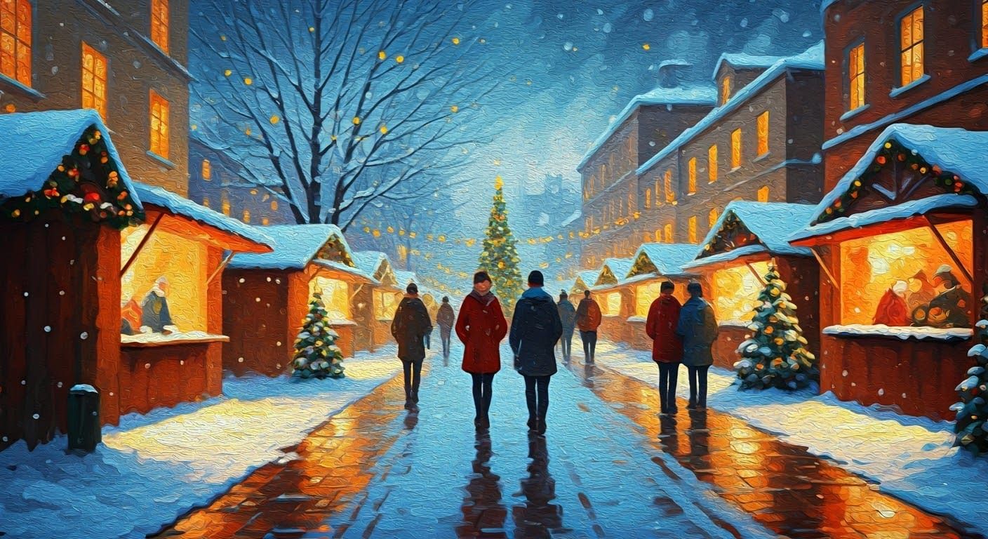 Christmas Market in Vibrant Winter Wonderland