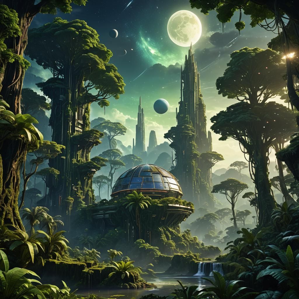 Rainforest Planet Science Fiction Academy, Dark Fantasy Art