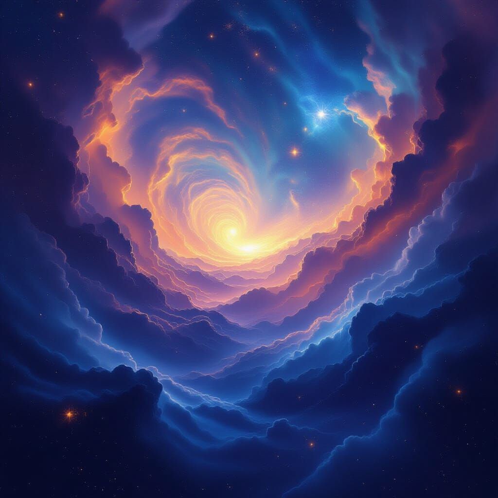 Cosmic Nebulae and Galaxies in Grand Celestial Art Style