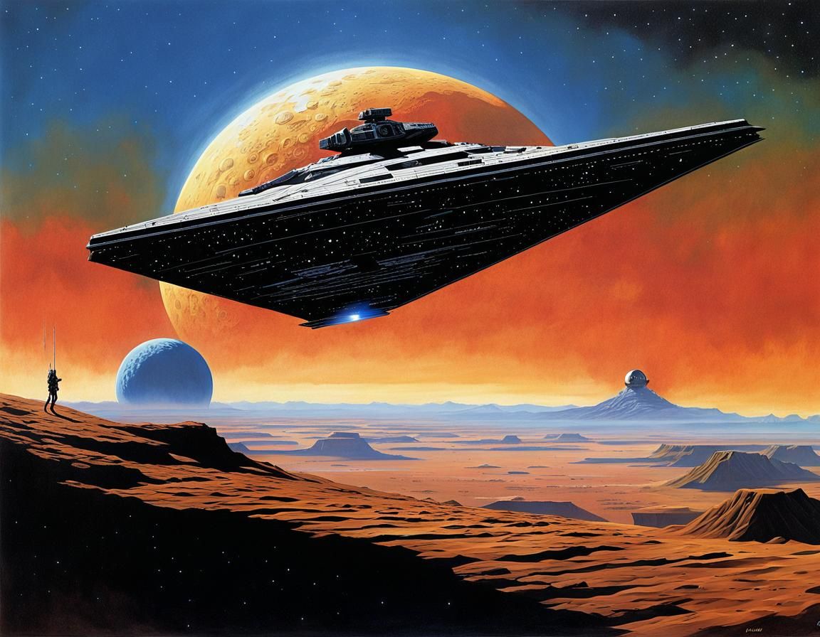 Imperial Star Destroyer Orbiting Dead Planet