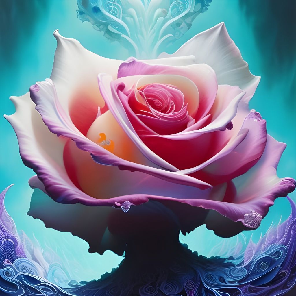 Crystallized Ice Rose with Fractal Details