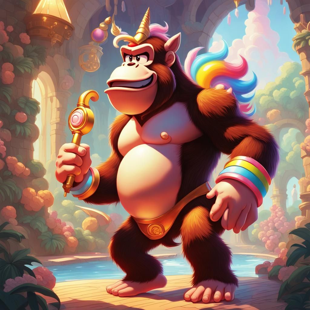 Donkey Kong Unicorn Costume in Cartoon Style