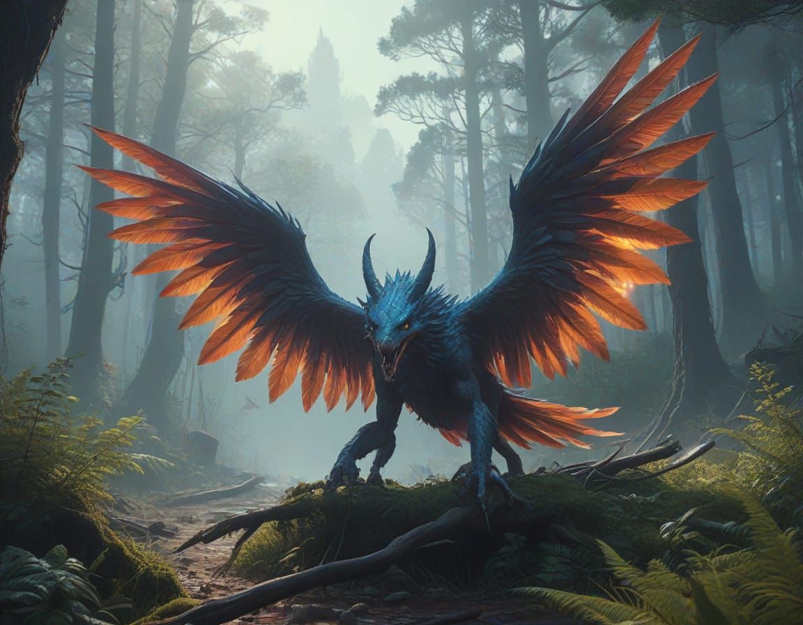 Whirlwind Fury: Fantastical Creature Emerges in Hyper-Detail...