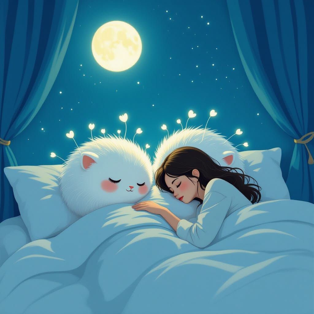 Ethereal Glowing Seeds Sprout Legs in Dreamy Bedroom