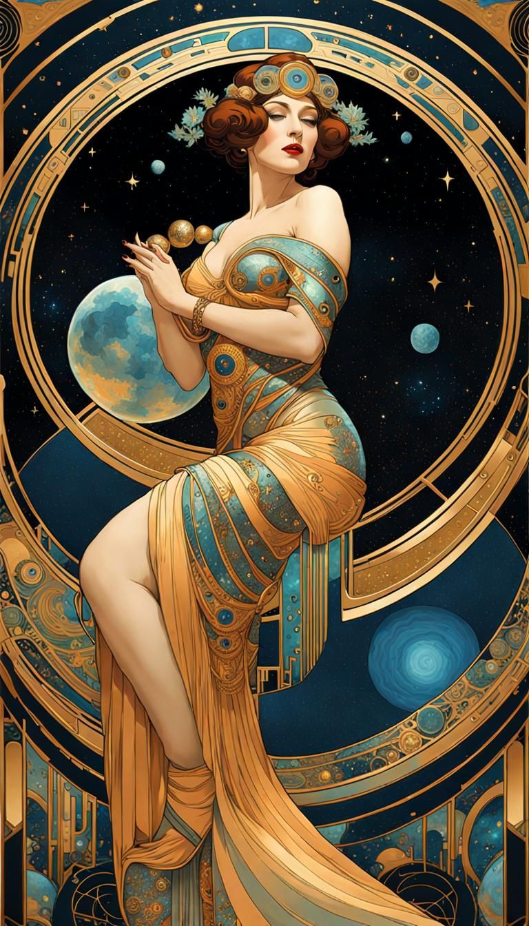 Art Deco Woman in Cosmic Starscape