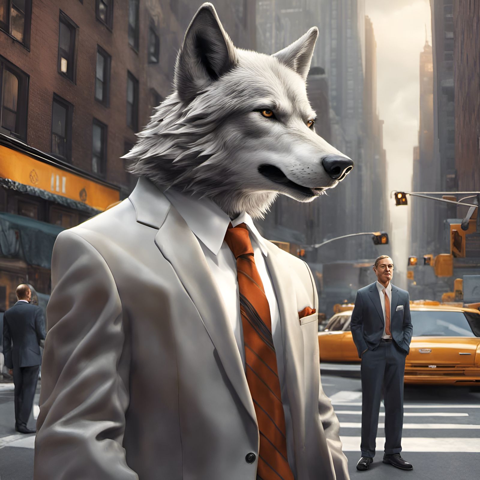 Wolf in Business Suit Portrait in New York