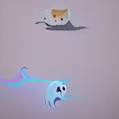 Magical Ghost Eats Spooky Cat, 8k Minimalist Artwork