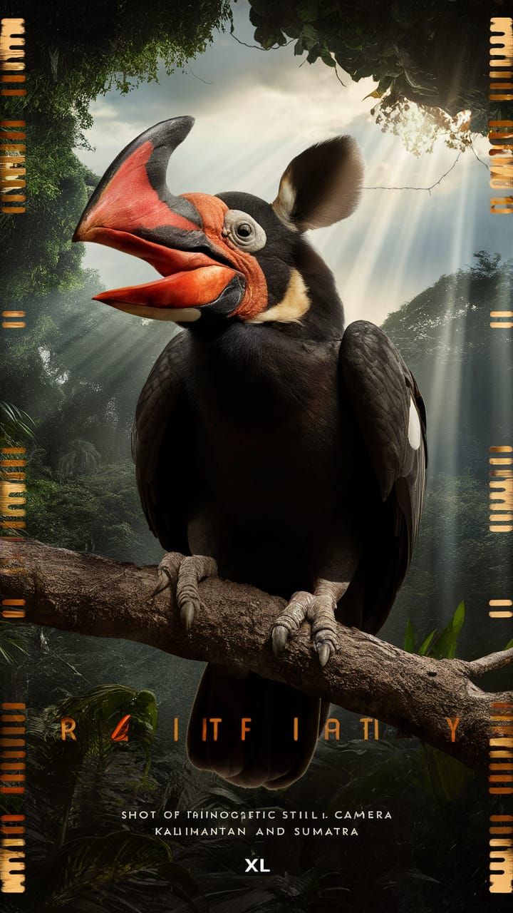 Majestic Rhinoceros Hornbill in Verdant Forest