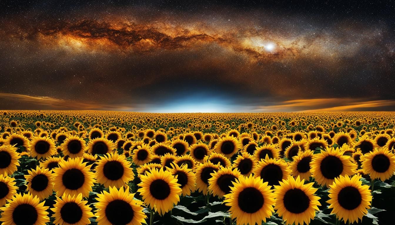 Cosmic Sunflower Black Hole: Towering Floral Field