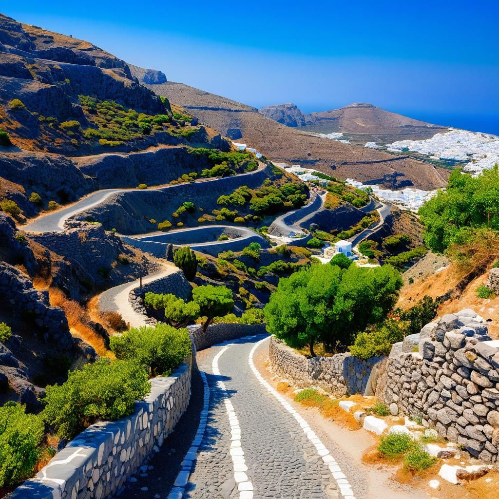 Santorini's Road to Ancient Thira Ruins