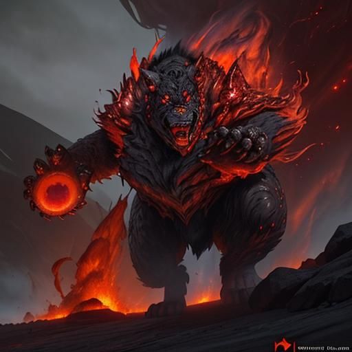 Lava Monster Running: Epic Digital Matte Painting