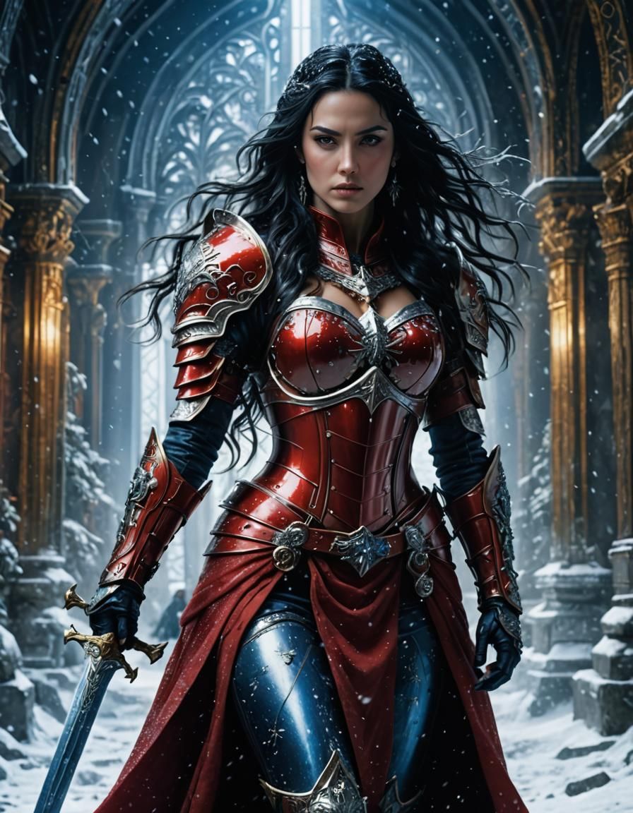 Snow Hall Warrior in Icy Cinematic Style