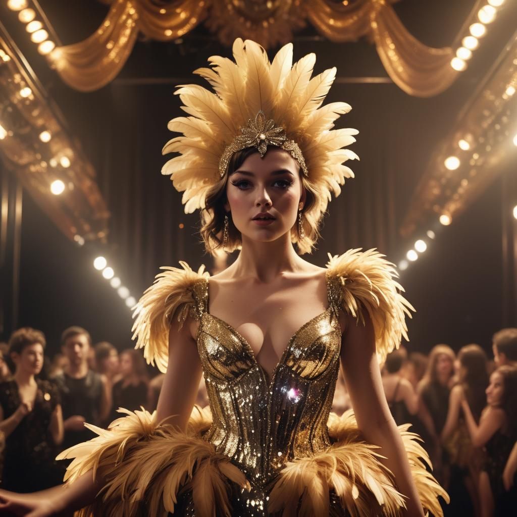 Burlesque Showgirl in Old Hollywood Glamour