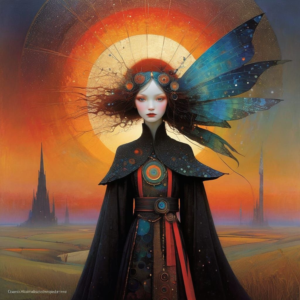 Enchanted Fairy in Vibrant Sunset Colors