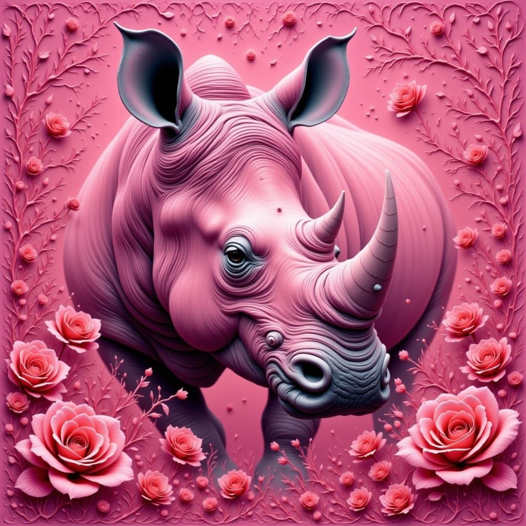 Vibrant Pink Rhino in a Dreamy Hue