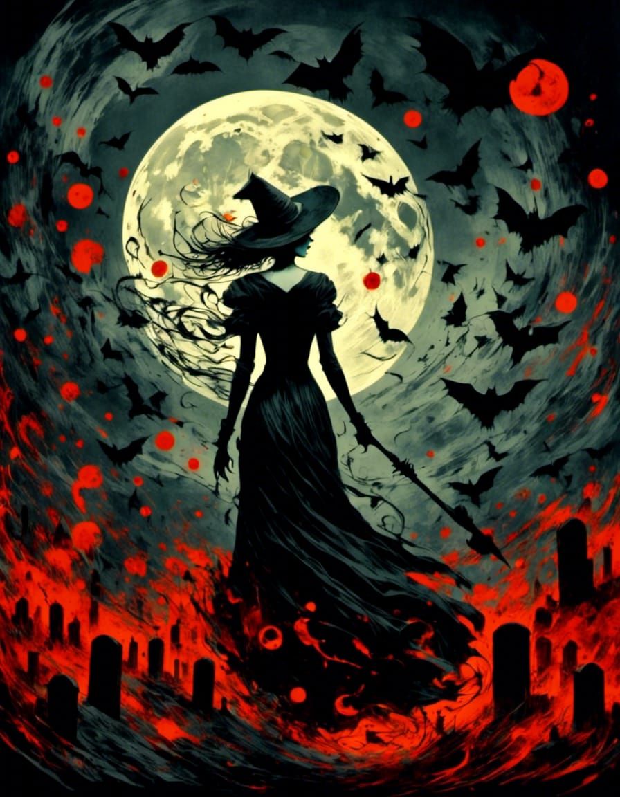 Witches' Dance: A Macabre Graphic Novel Illustration