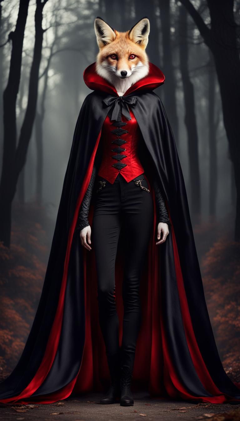Elegant Fox Vampiress in Silk Cloak
