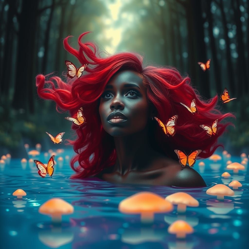 Ethereal Portrait of Woman Emerging from Water