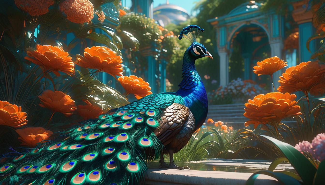 Surreal Peacock in Eden's Paradise