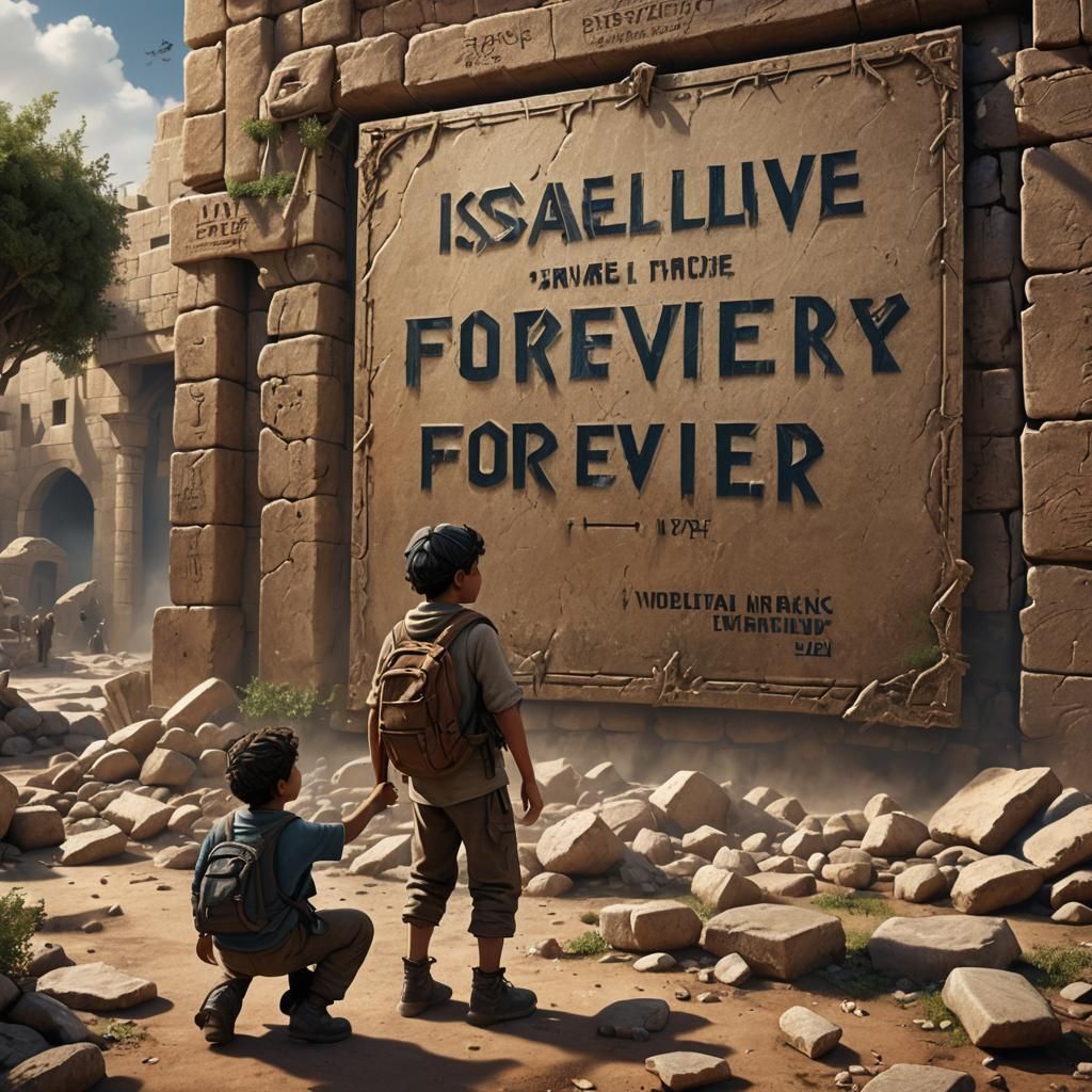 Boy Holding Israel Sign: Fantasy Concept Art