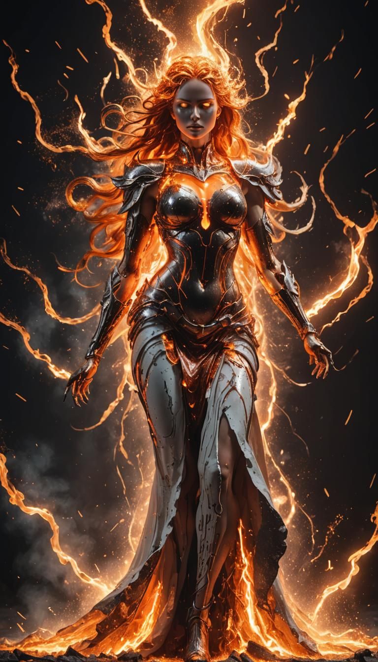Molten Metal Goddess in Fiery Light