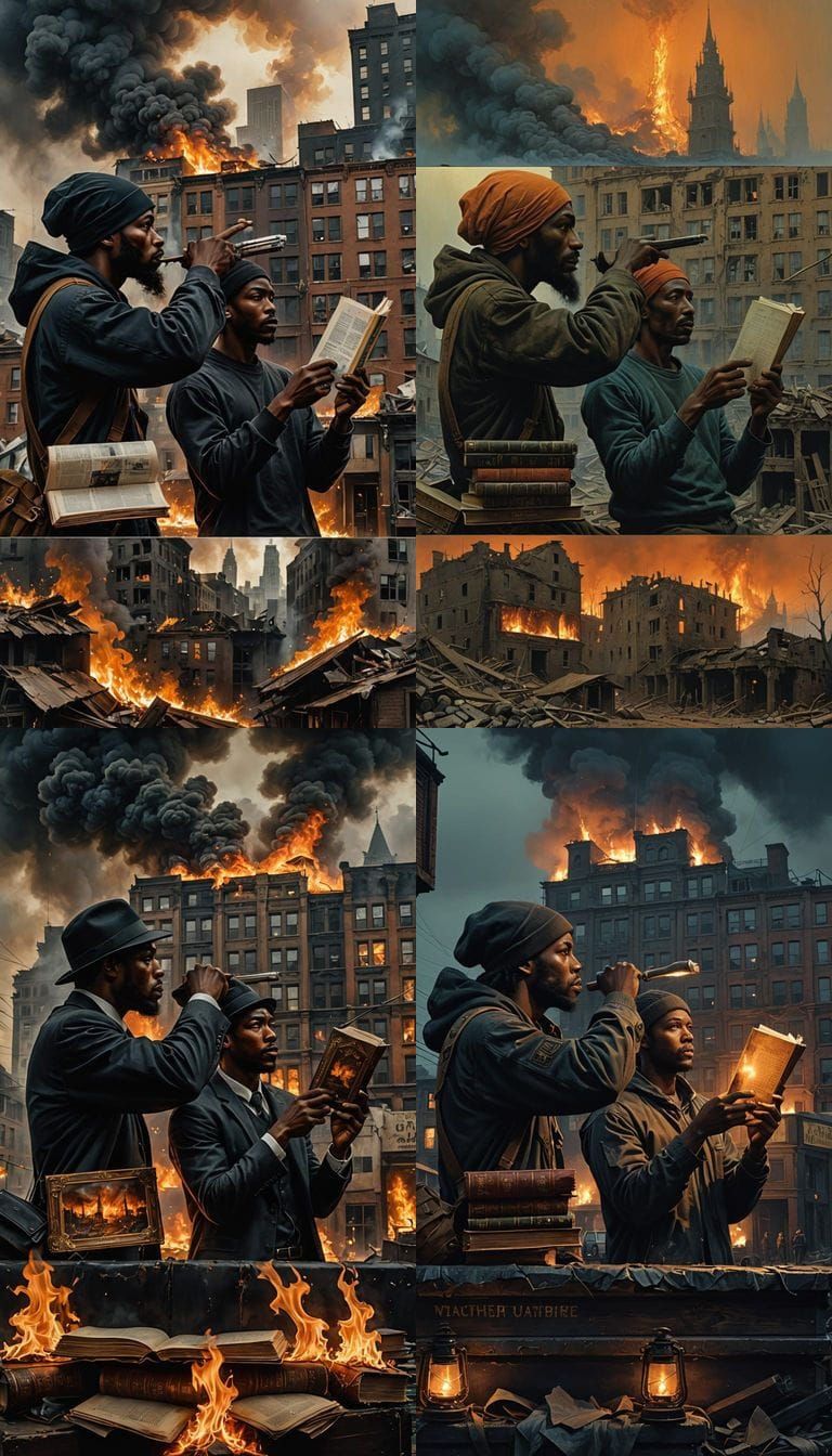 Black Men in Chaos, Reading Amidst Flames in a Cyberpunk Cit...
