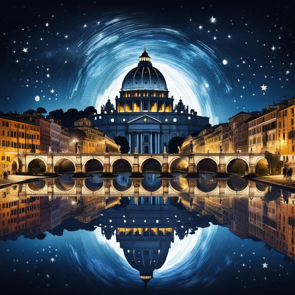 Rome Nightlife Double Exposure Silhouette Symphony