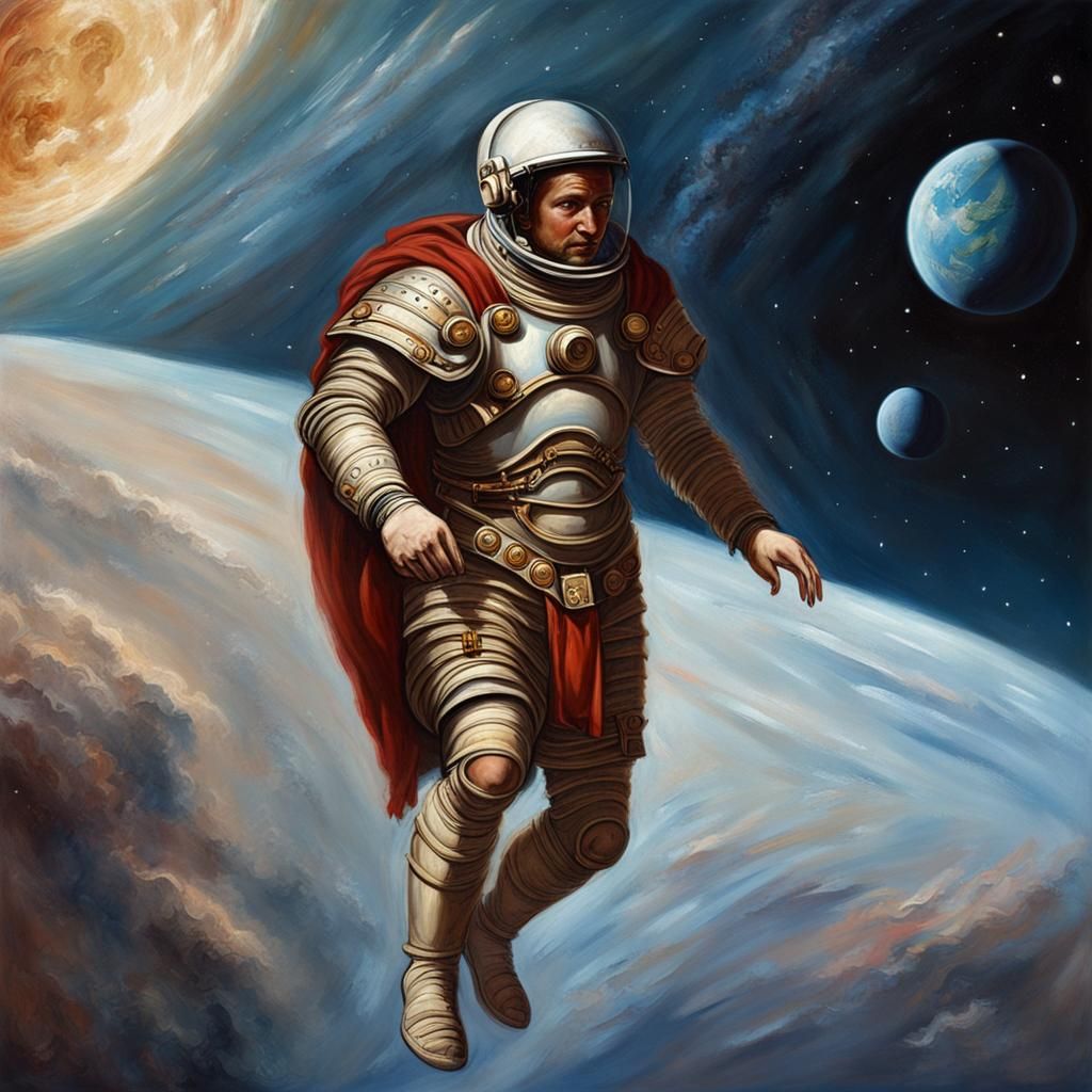 Roman Centurion Astronaut in Space Painting