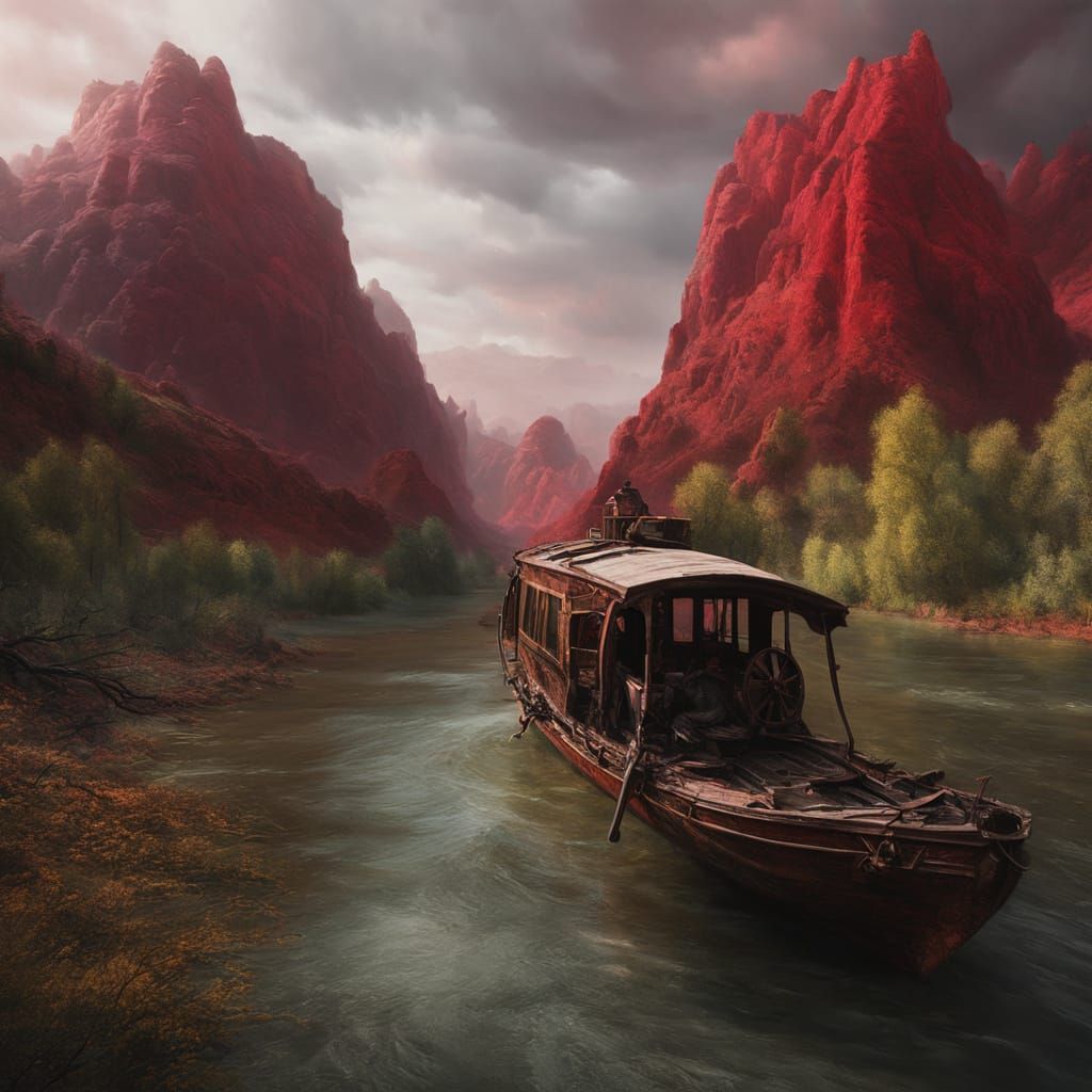 Dramatic Danube River Scene in Expressive Art Style