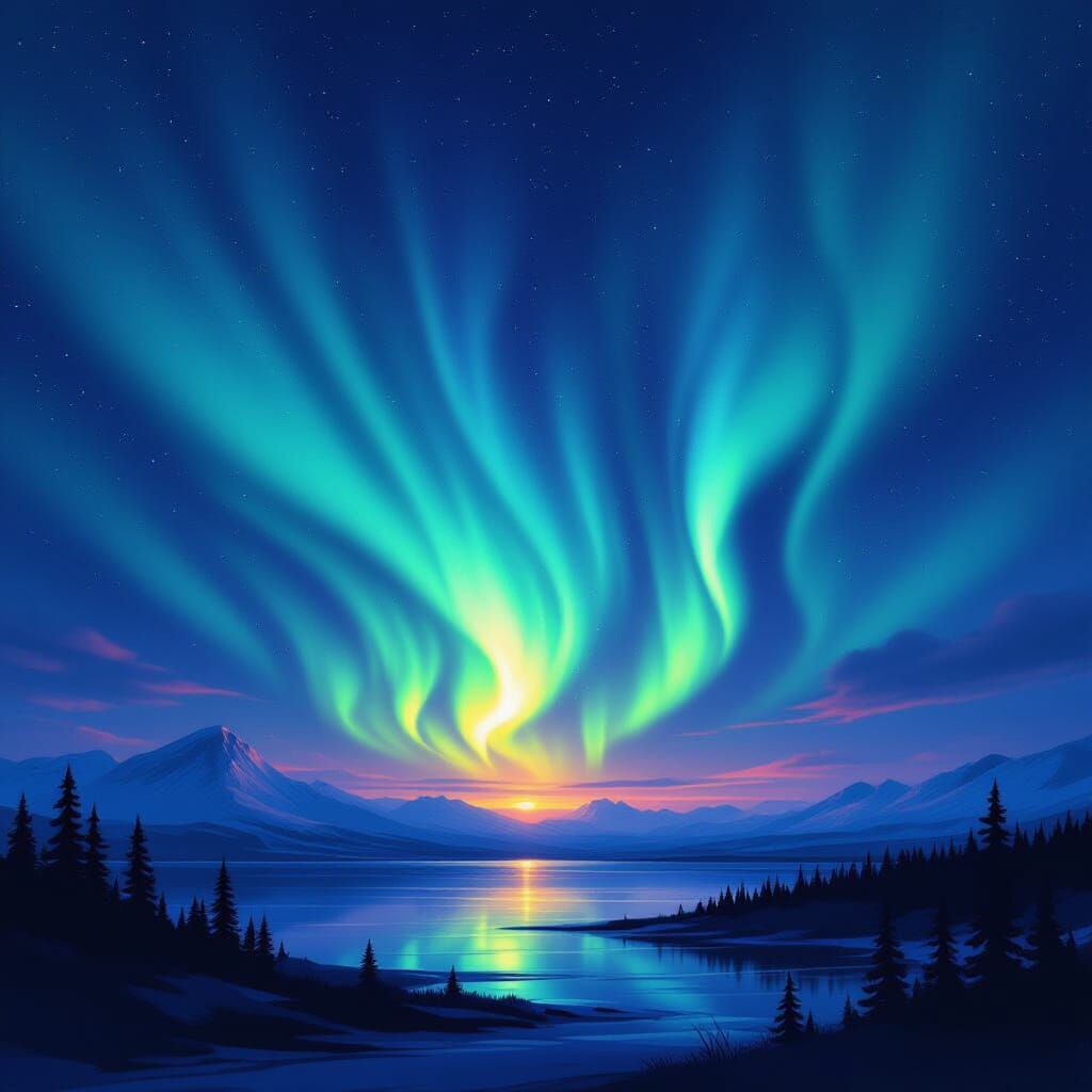 Ethereal Aurora Borealis in a Futuristic Style
