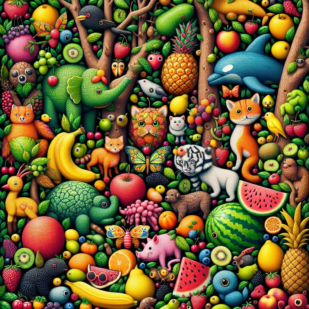 Fruit animal, Strawberry Frog, Banana Dolphin, Pineapple Owl...