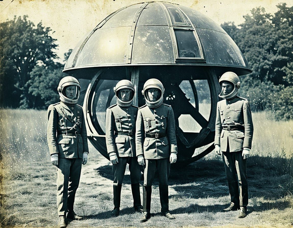 Surreal Scifi Portrait in Retro Antique Style