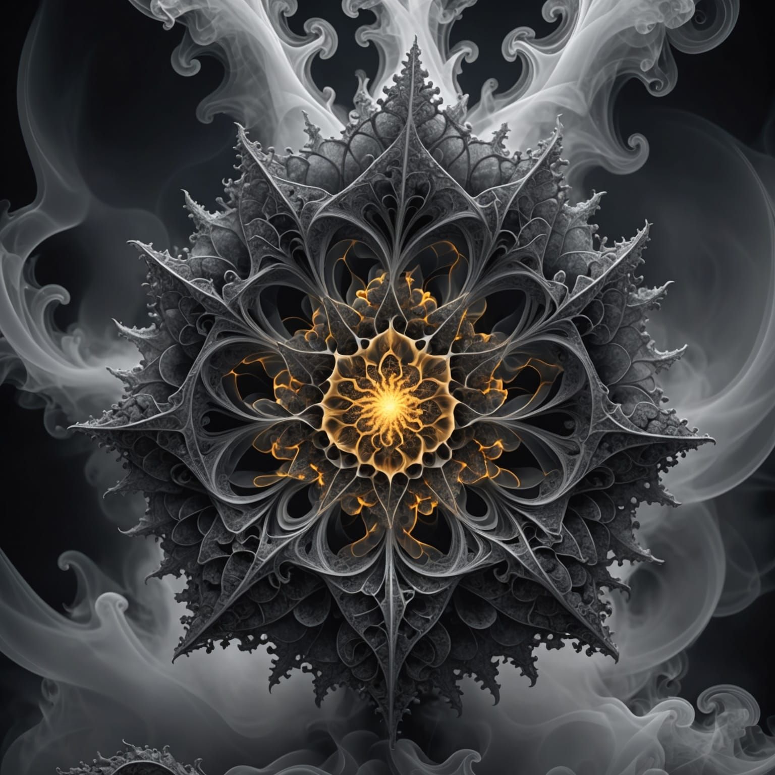 Fractal Soul in Gray Smoke: 8K Resolution