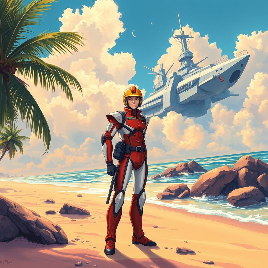 Vermilion Team Leader on Macross Island in Retro-Futuristic ...