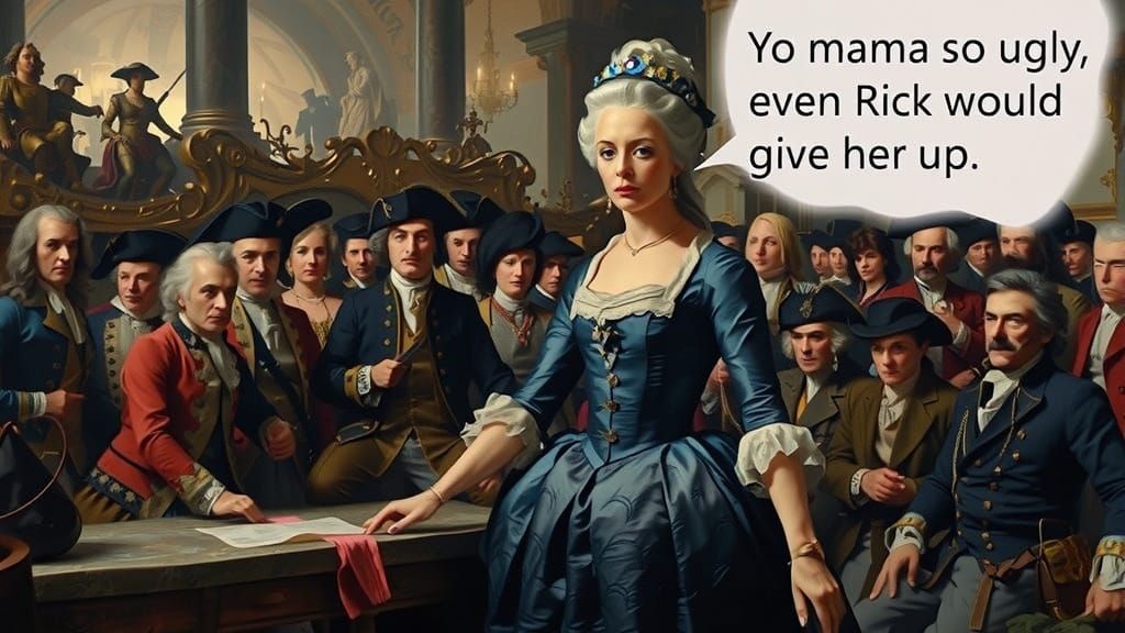 Marie Antoinette's Defiant Court Scene in Opulent Salon