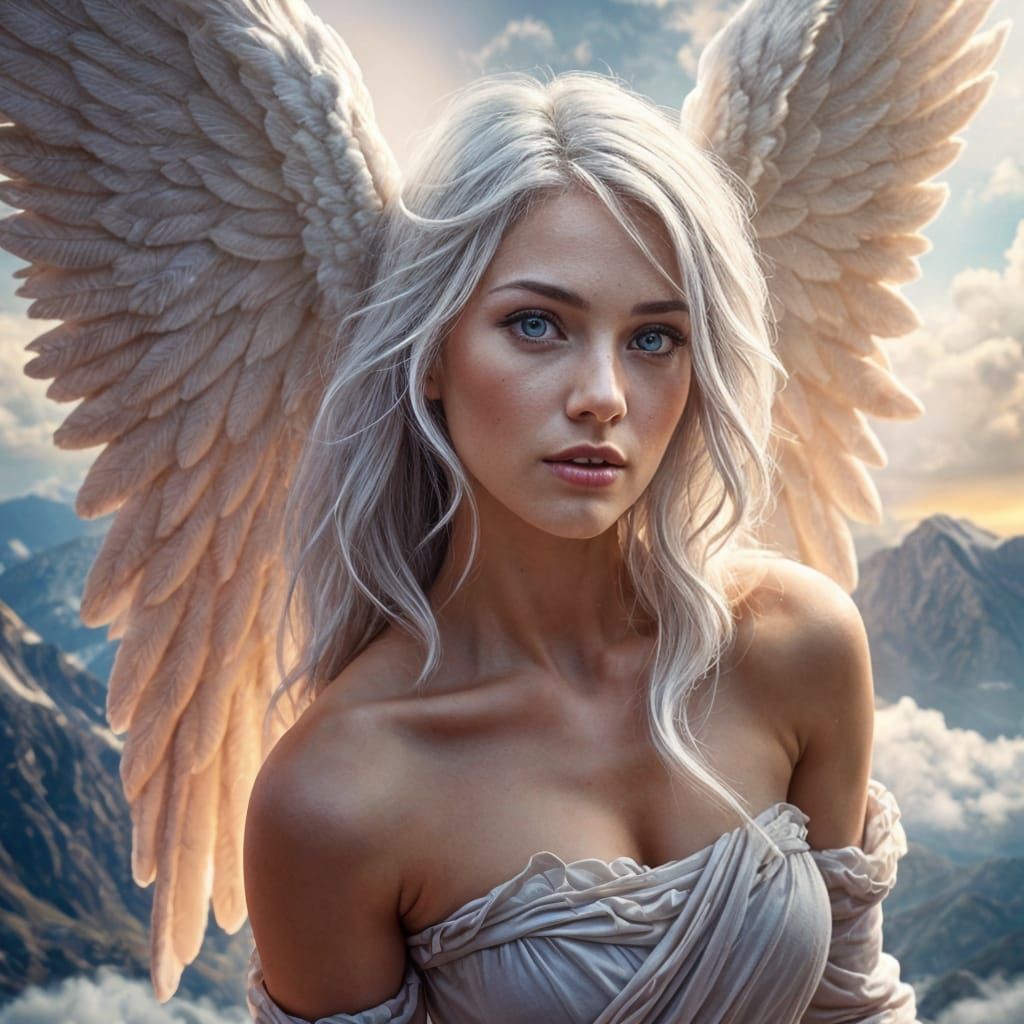 Ethereal Renaissance Angel Radiates in Hyperrealistic Glory