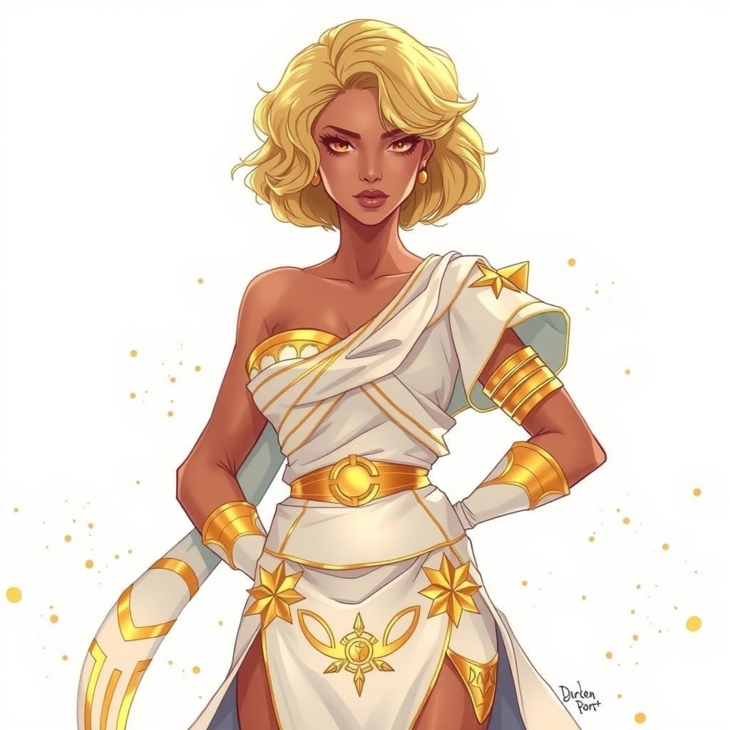 Golden Goddess in Elegant, Fantasy-Inspired Attire