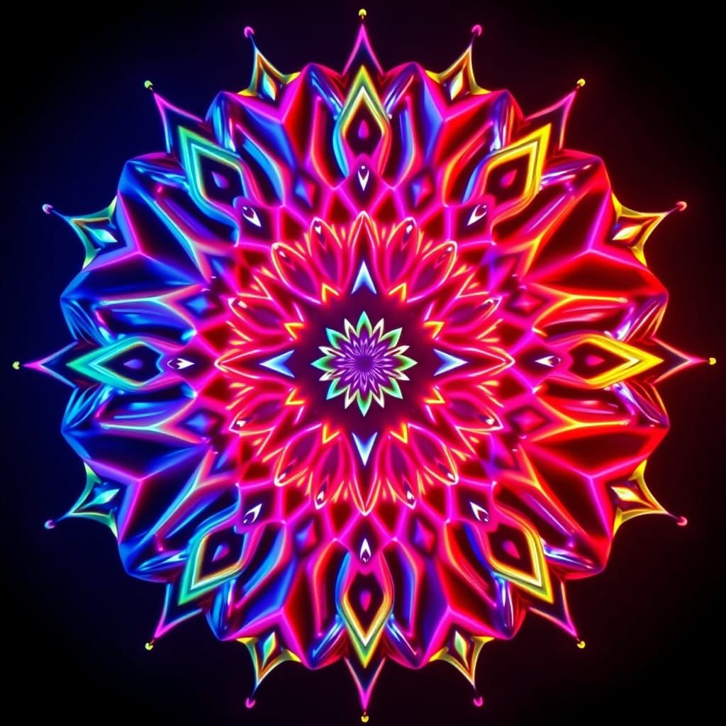 Cyberpunk Mandala in Vibrant Neon Colors