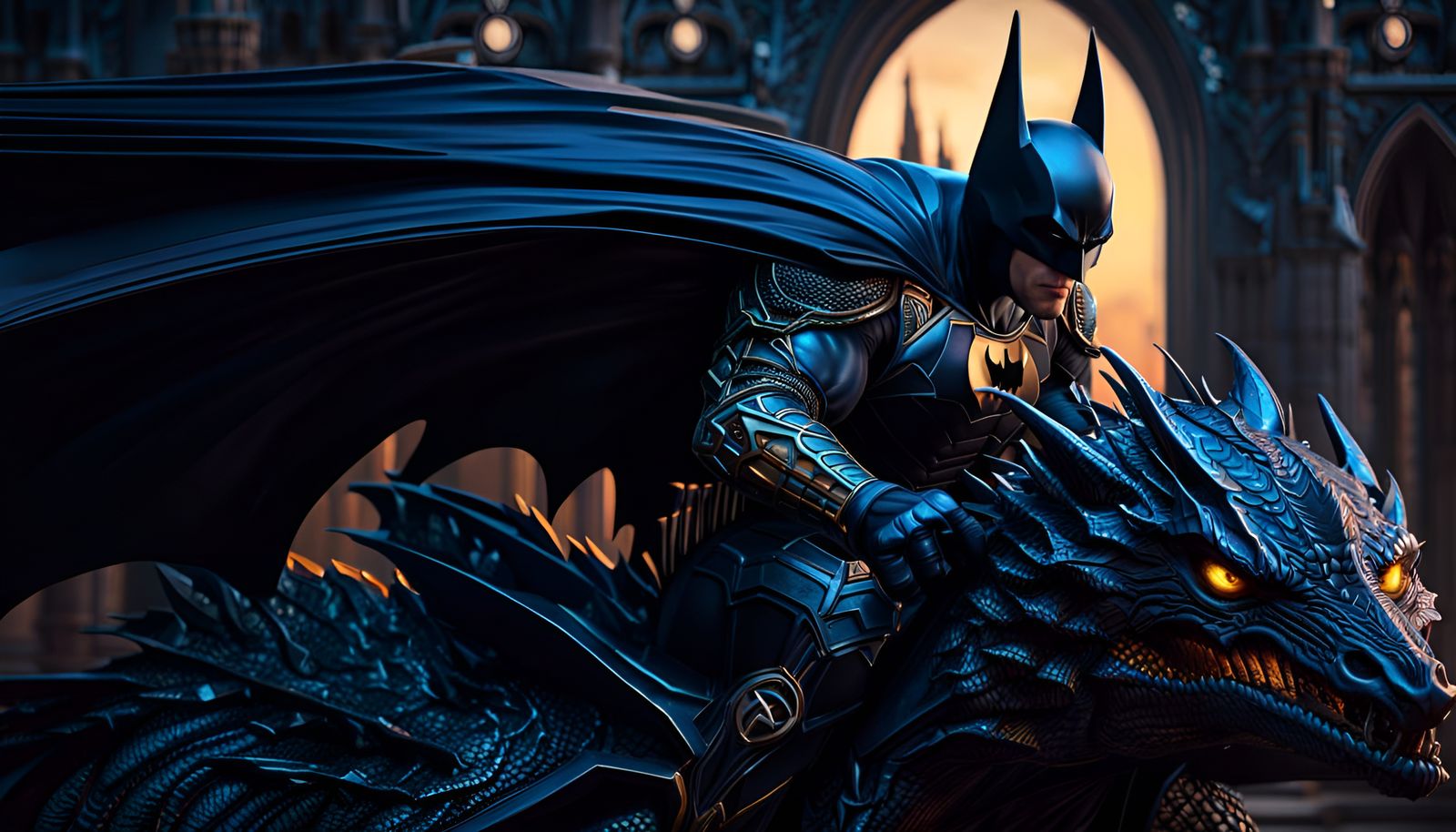Batman Riding a Dragon