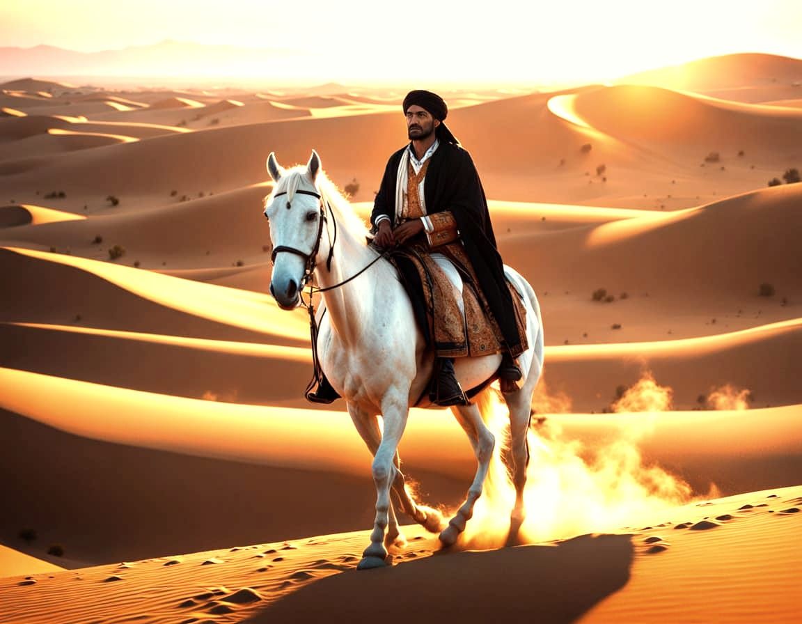 Tuareg Warrior in Golden Desert Sunset